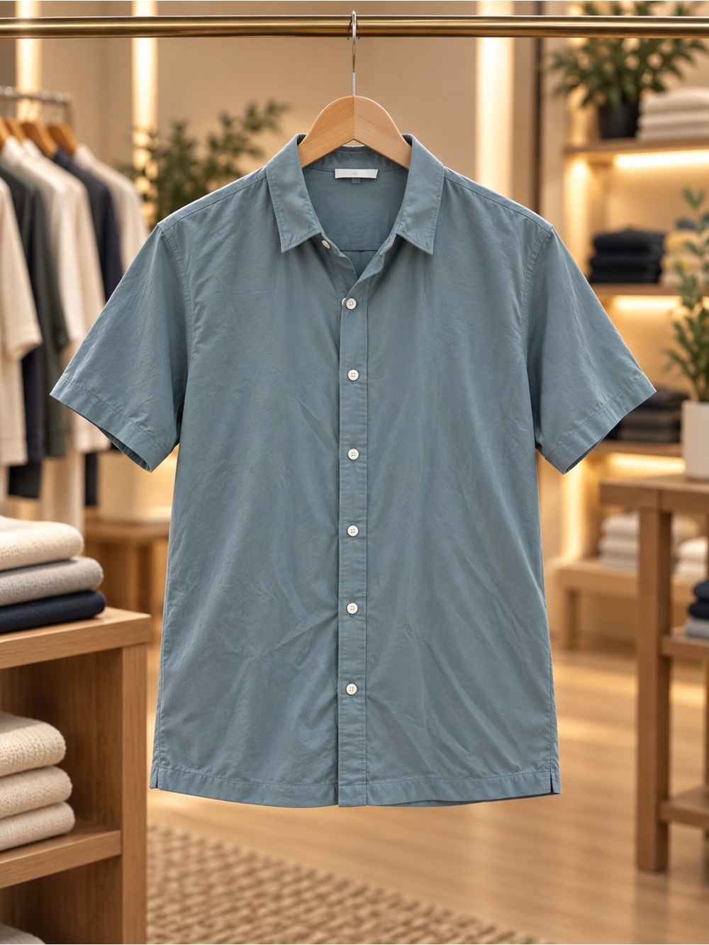 Kenneth Cole Men's Short-Sleeve Button-Down Shirt in Dusty Blue